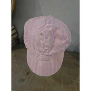 Pink Corduroy Hat Newsboy Fitted Womens Cap Baker Boy Stretch VG Condition
